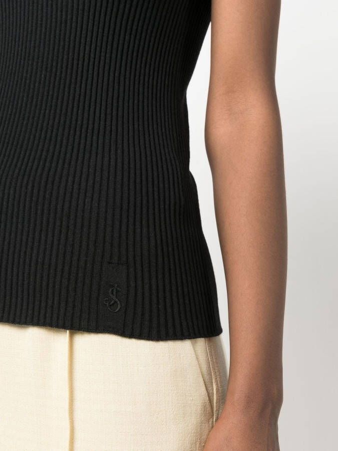 Jil Sander Geribbelde top Zwart