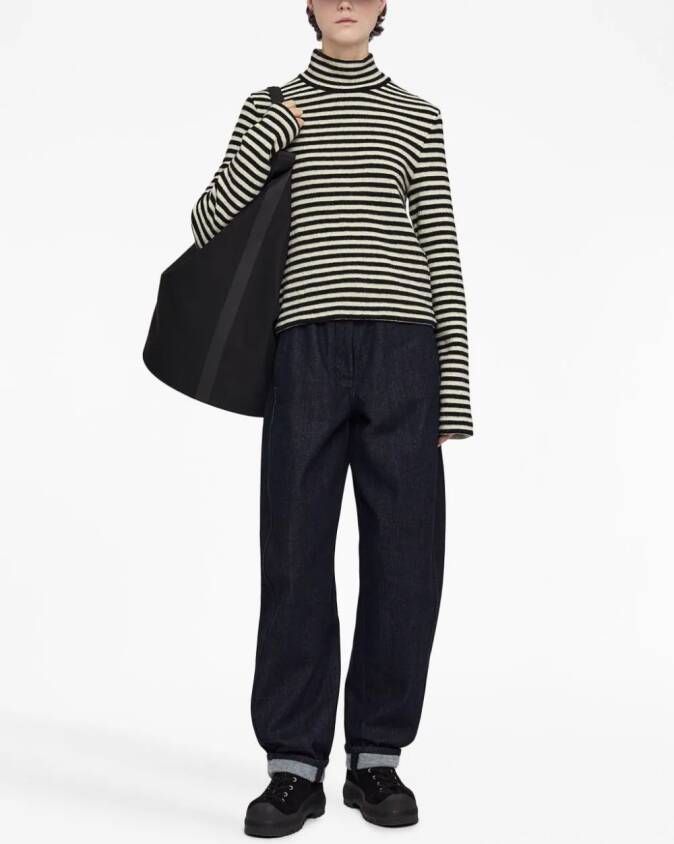 Jil Sander Gestreepte top Zwart