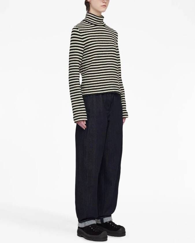 Jil Sander Gestreepte top Zwart
