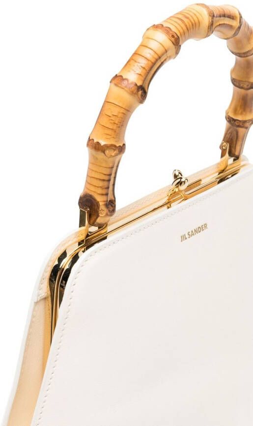 Jil Sander Goji shopper met bamboe handgreep Wit