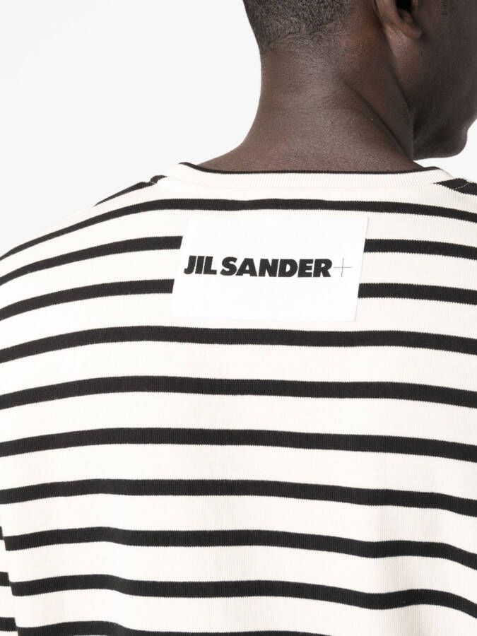 Jil Sander T-shirt met horizontale streep Beige