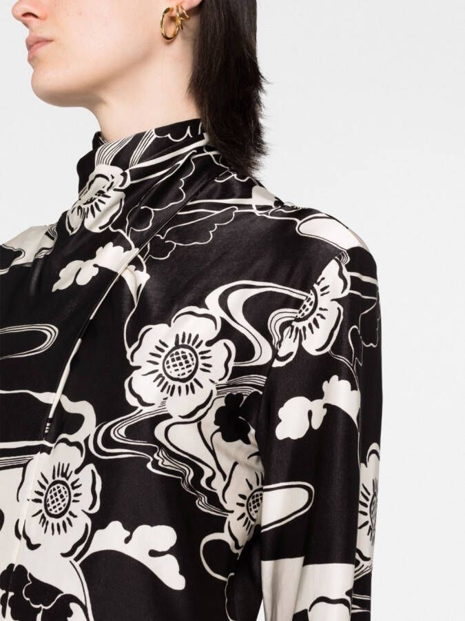 Jil Sander Jurk met bloemenprint Zwart
