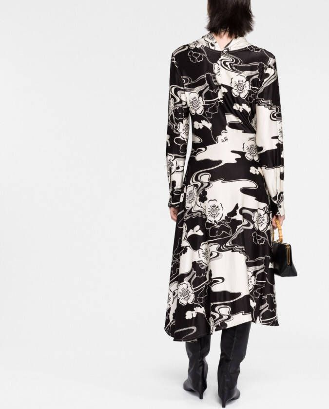 Jil Sander Jurk met bloemenprint Zwart
