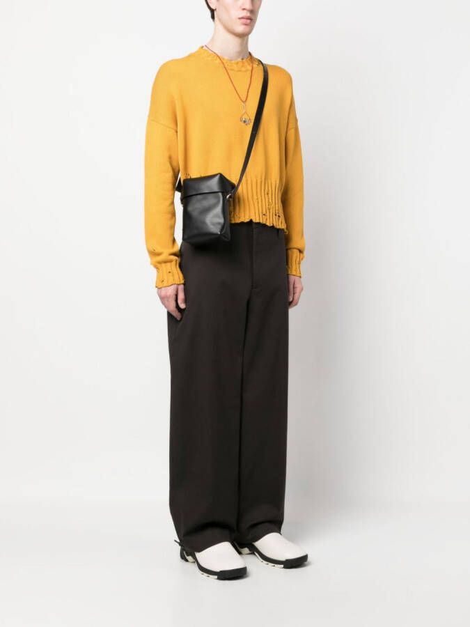 Jil Sander Leren messengertas Zwart