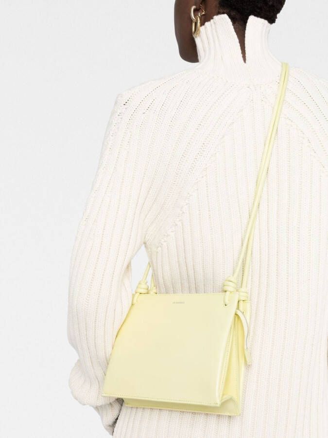 Jil Sander Leren schoudertas Geel