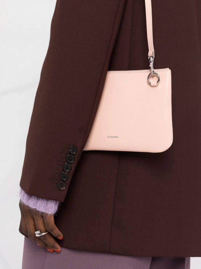 Jil Sander Leren mini-crossbodytas Roze