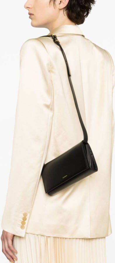 Jil Sander Schoudertas met logo-reliëf Zwart