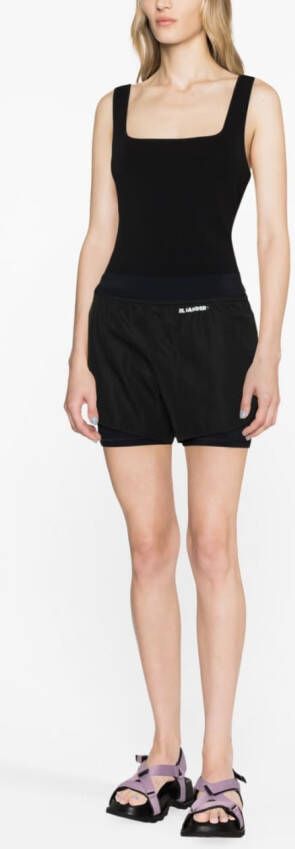 Jil Sander Shorts met logoprint Zwart