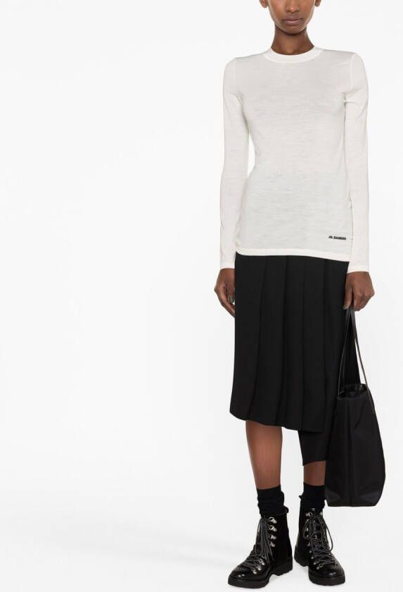 Jil Sander T-shirt met logoprint Beige