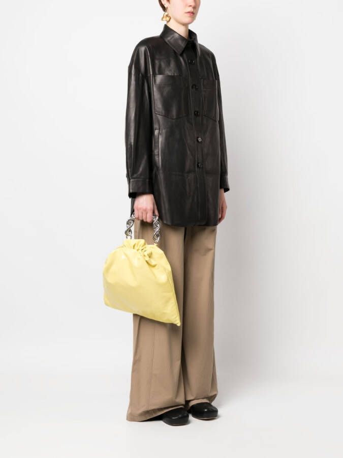 Jil Sander Leren shopper Geel