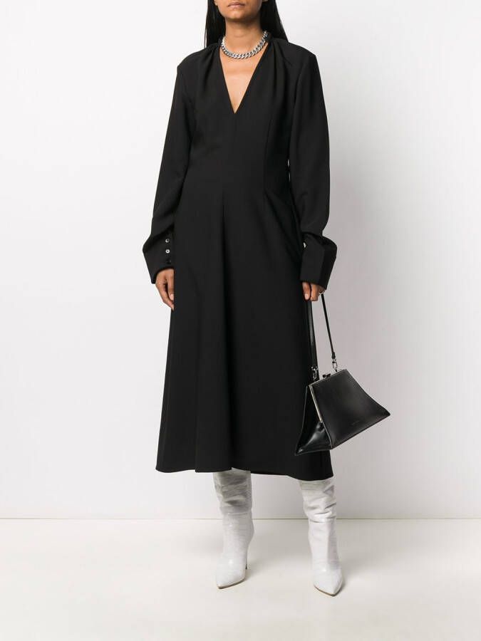 Jil Sander Midi-jurk met V-hals Zwart