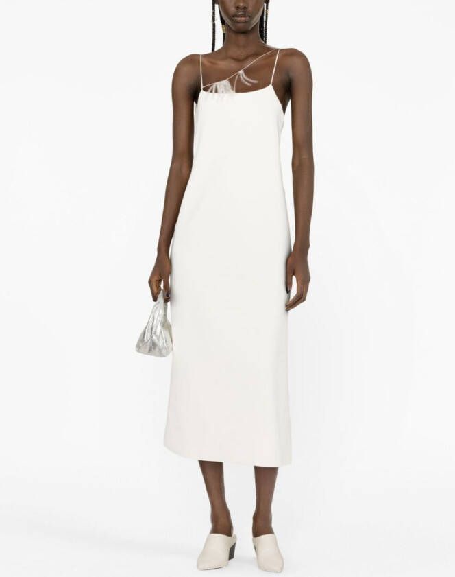 Jil Sander Onderjurk met veren afwerking Beige