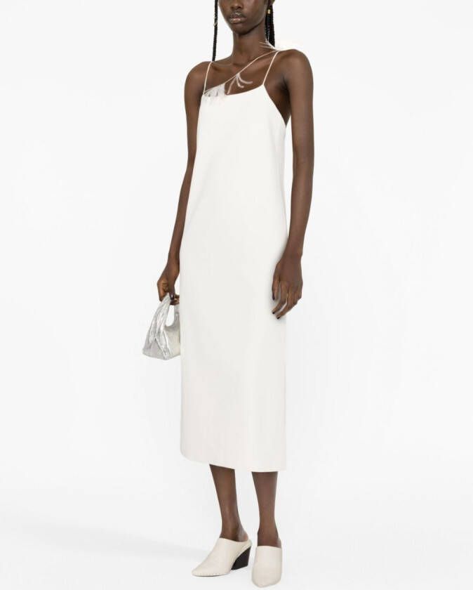 Jil Sander Onderjurk met veren afwerking Beige