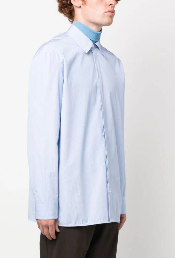 Jil Sander Overhemd met geborduurd logo Blauw