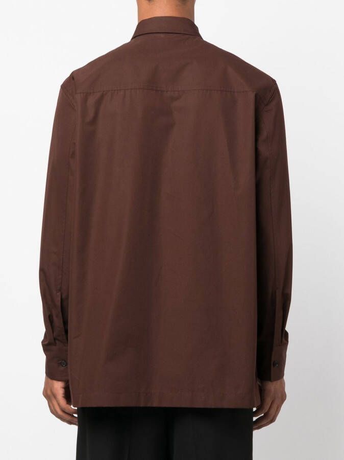Jil Sander Overhemd met verborgen sluiting Bruin