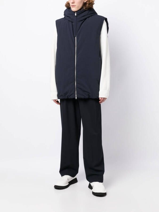 Jil Sander padded sleeveless hooded gilet Blauw