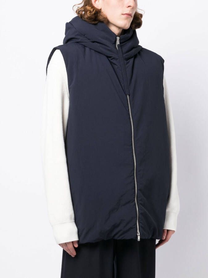 Jil Sander padded sleeveless hooded gilet Blauw