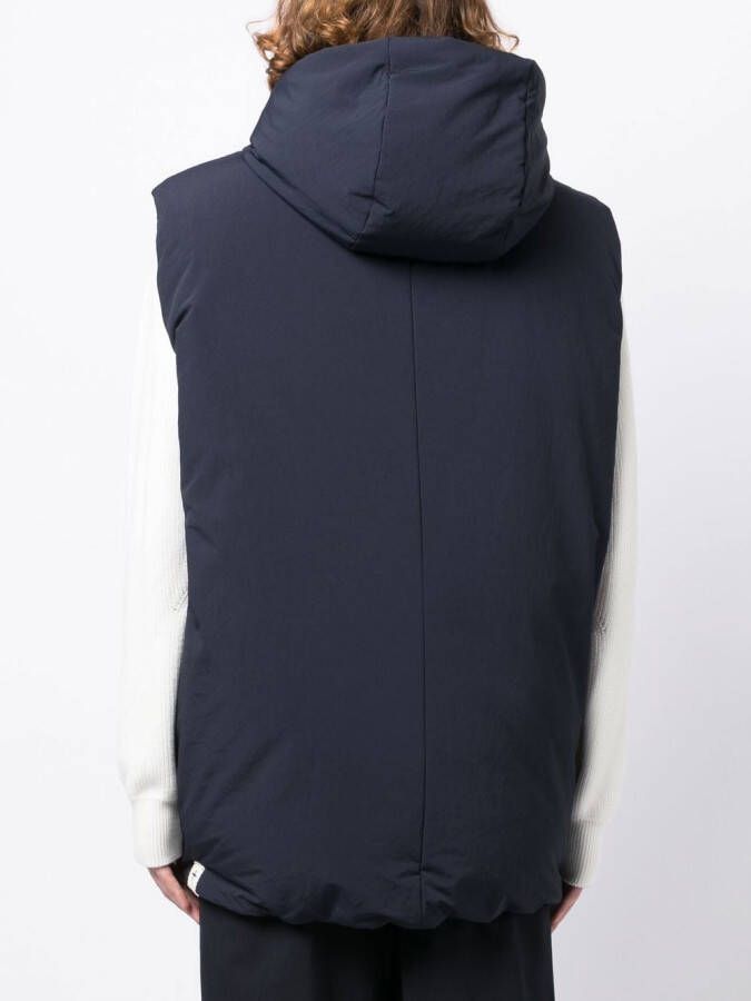 Jil Sander padded sleeveless hooded gilet Blauw