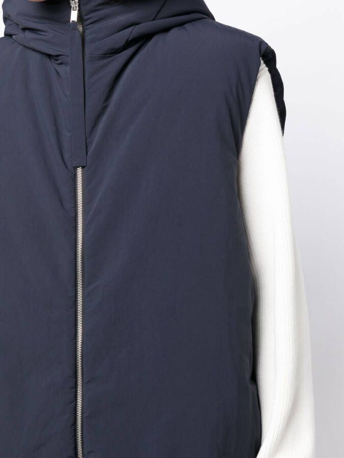 Jil Sander padded sleeveless hooded gilet Blauw