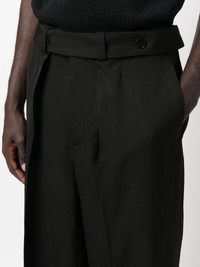Jil Sander Plooibroek met wijde pijpen Zwart