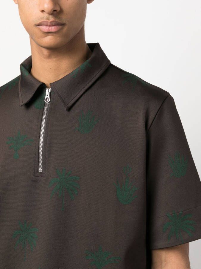 Jil Sander Poloshirt met palmboomprint Bruin