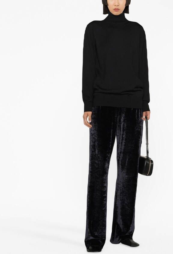 Jil Sander Ribgebreide trui Zwart