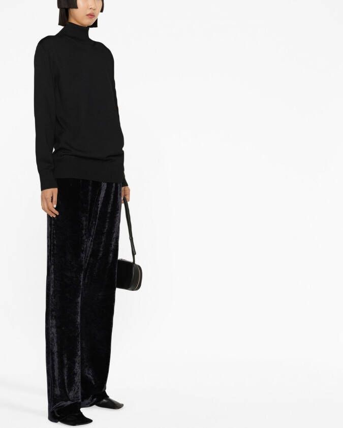 Jil Sander Ribgebreide trui Zwart