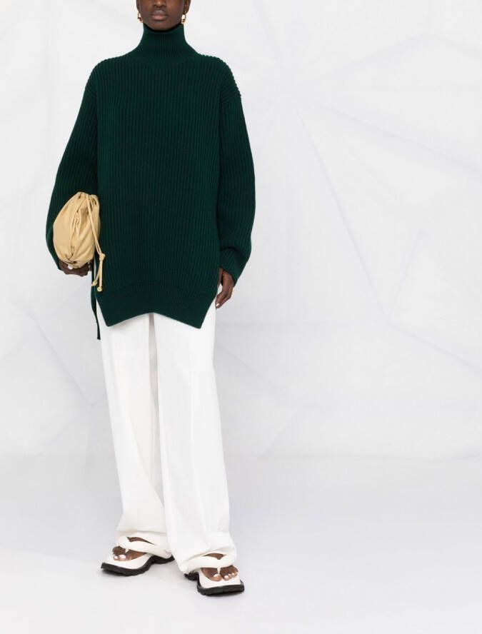 Jil Sander Ribgebreide coltrui Groen