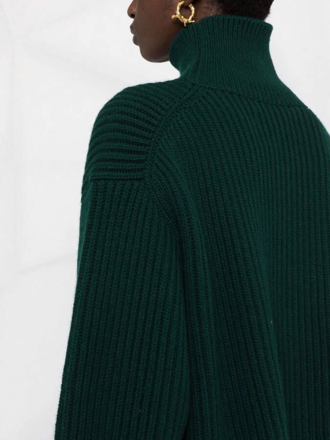 Jil Sander Ribgebreide coltrui Groen