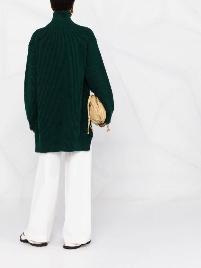 Jil Sander Ribgebreide coltrui Groen