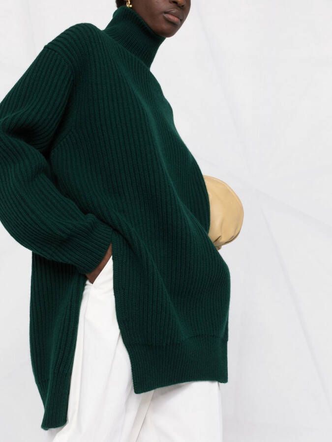 Jil Sander Ribgebreide coltrui Groen