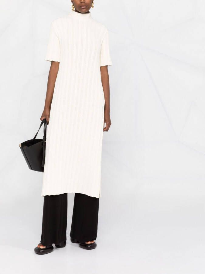 Jil Sander Ribgebreide jurk Beige
