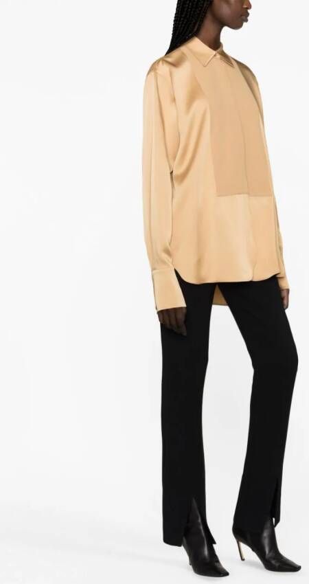 Jil Sander Blouse met satijnen afwerking Bruin
