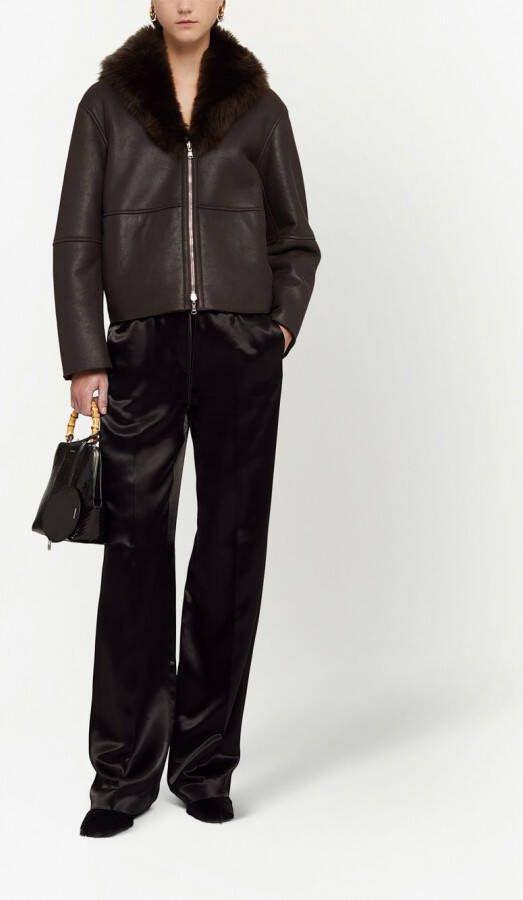 Jil Sander Broek met satijnen afwerking Zwart