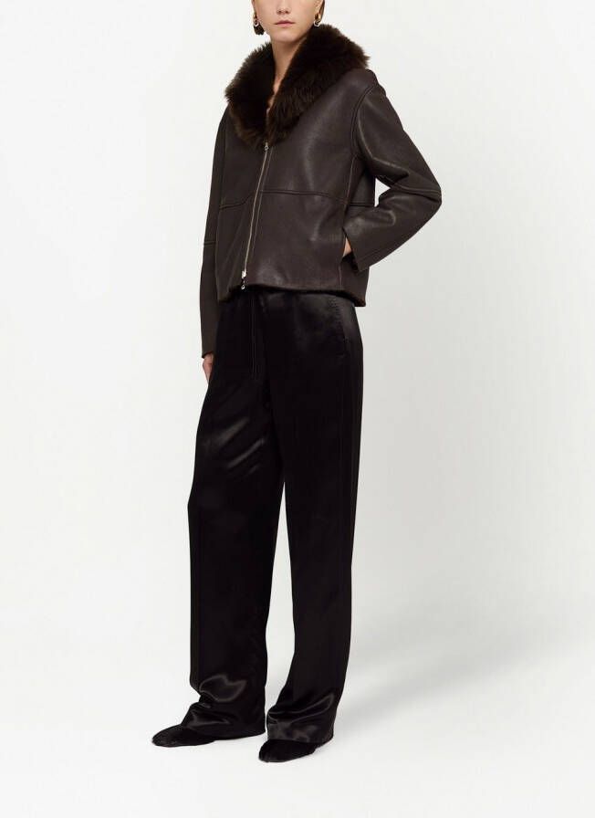 Jil Sander Broek met satijnen afwerking Zwart