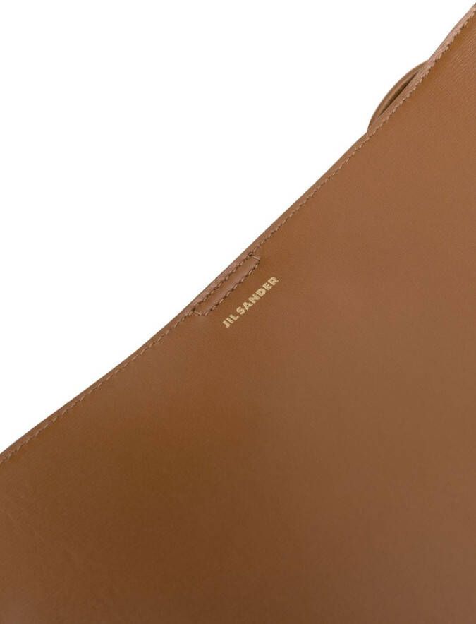 Jil Sander Schoudertas met logo-reliëf Bruin