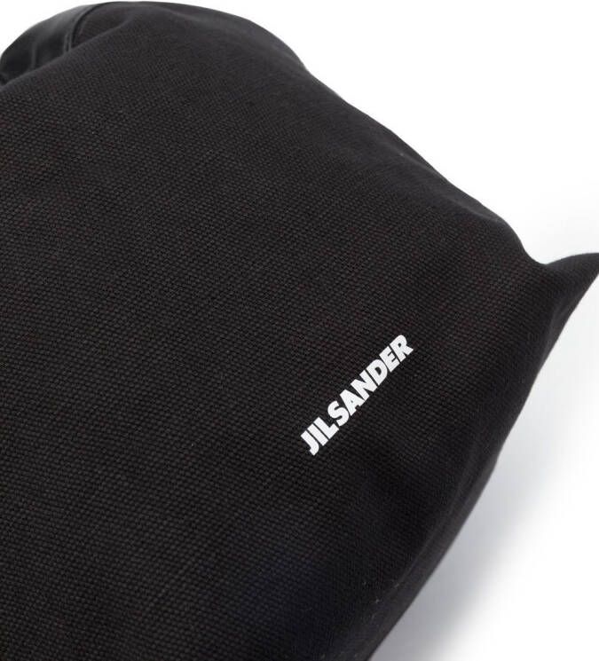 Jil Sander Schoudertas met logo Zwart