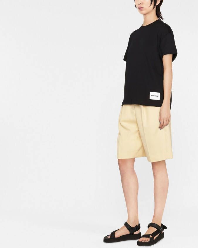 Jil Sander Set van drie T-shirts met logopatch Zwart