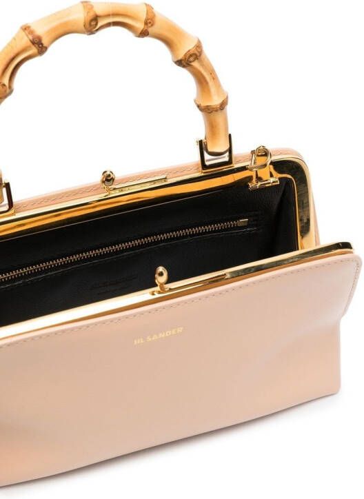 Jil Sander Shopper met bamboe handgreep Roze