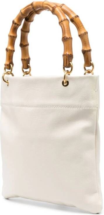 Jil Sander Shopper met bamboe handgreep Wit