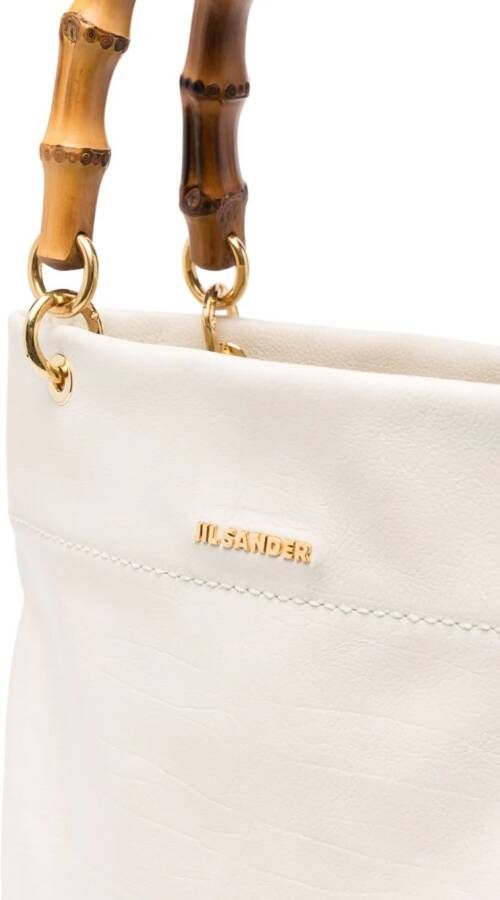 Jil Sander Shopper met bamboe handgreep Wit