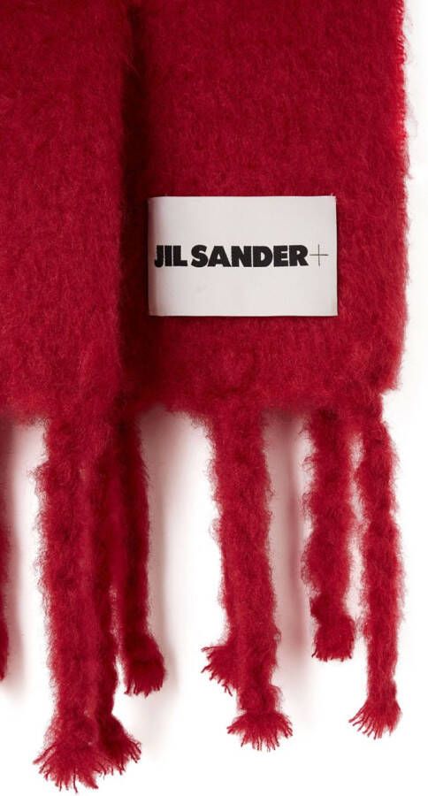 Jil Sander Sjaal met logopatch Rood