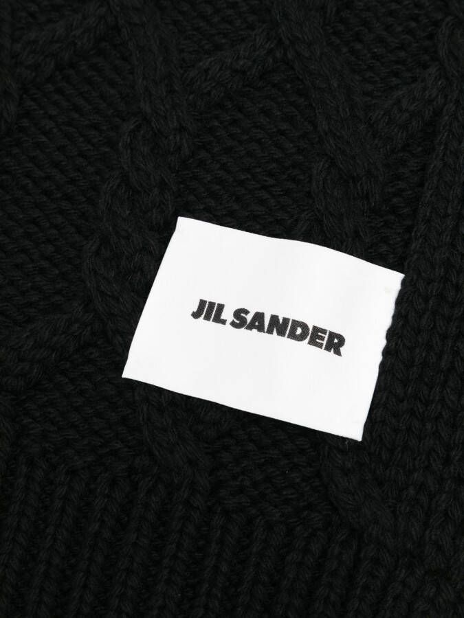 Jil Sander Sjaal met logopatch Zwart