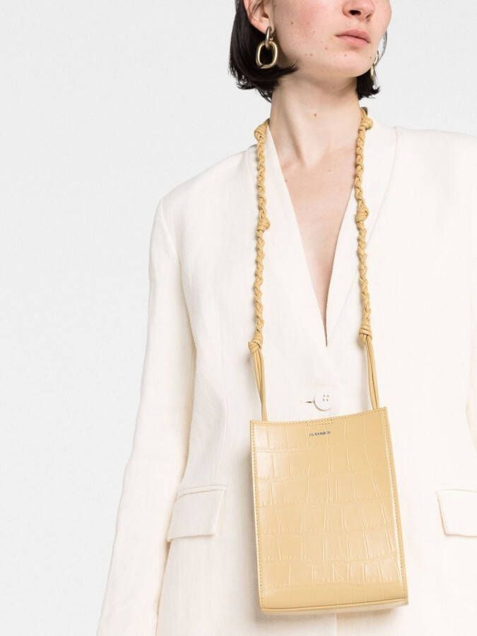Jil Sander Tangle crossbodytas met krokodillenleer-effect Geel