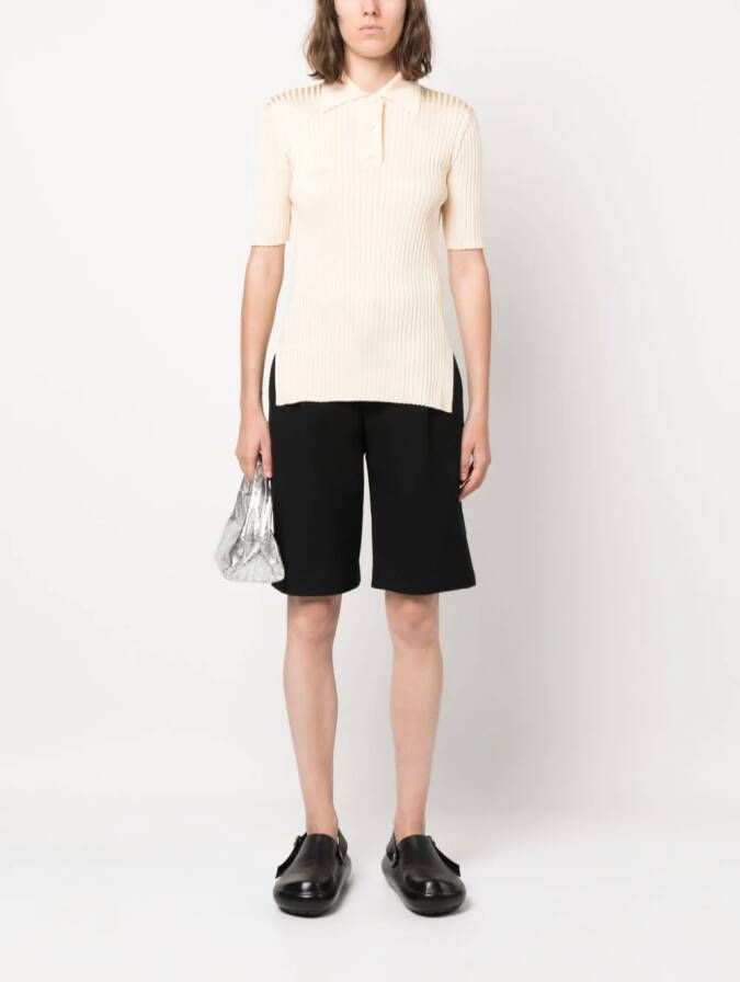 Jil Sander Geribbeld poloshirt Beige
