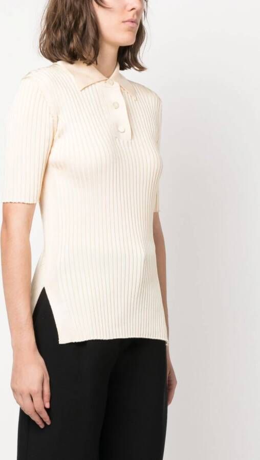 Jil Sander Geribbeld poloshirt Beige
