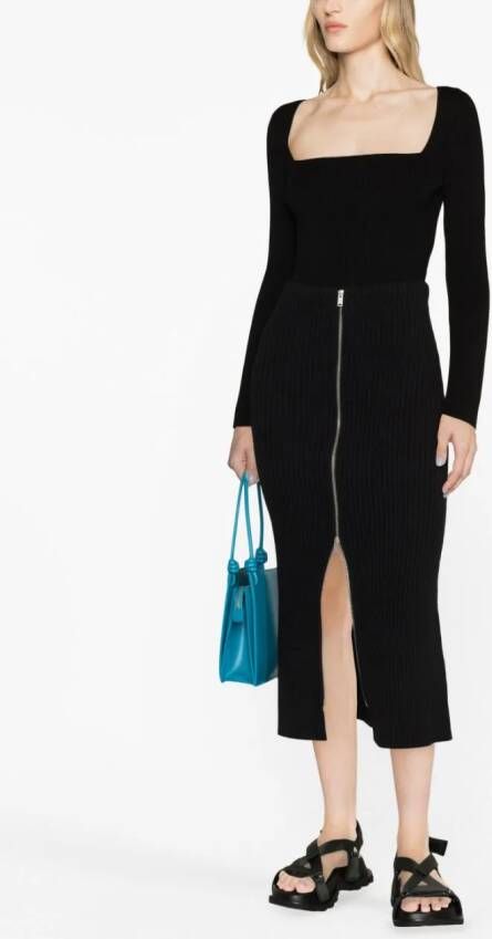 Jil Sander Kokerrok met rits Zwart