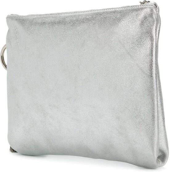 Jimmy Choo Callie metallic tassel clutch Grijs