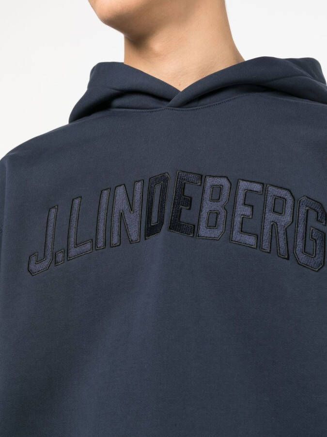 J.Lindeberg Hoodie met geborduurd logo Blauw