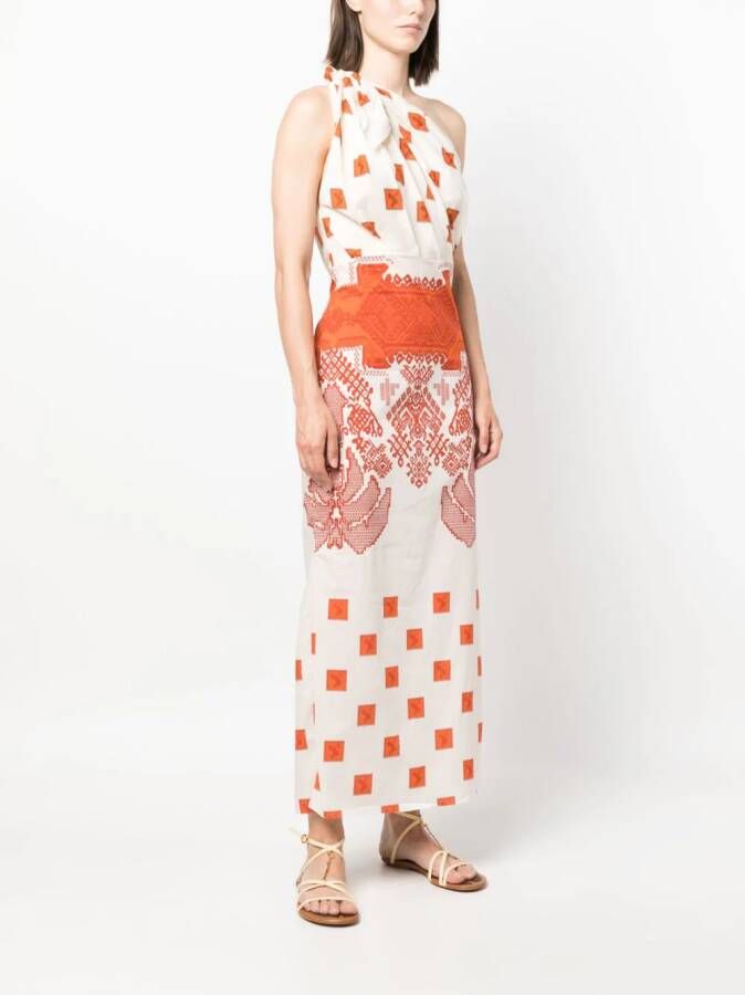 Johanna Ortiz Asymmetrische jurk Beige
